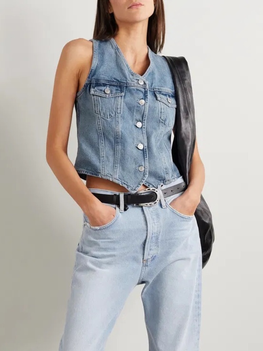 Agolde 70s Organic Cotton Blue Denim Vest Size Smal